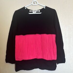 Comme des Garcons Pleated Black and Pink Blouse